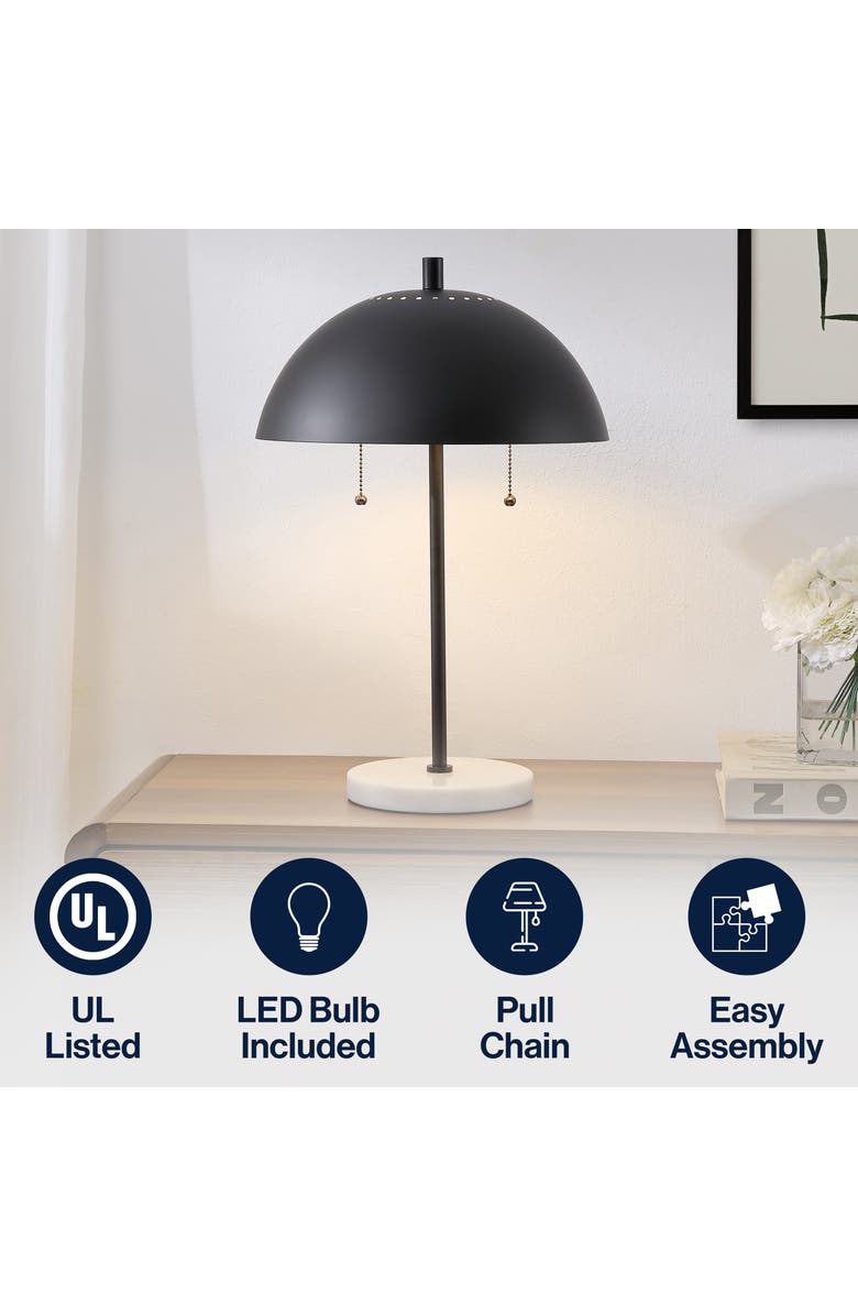 JONATHAN Y Ella Dome Metal with Marble Base LED Table Lamp, Alternate, color, Black White