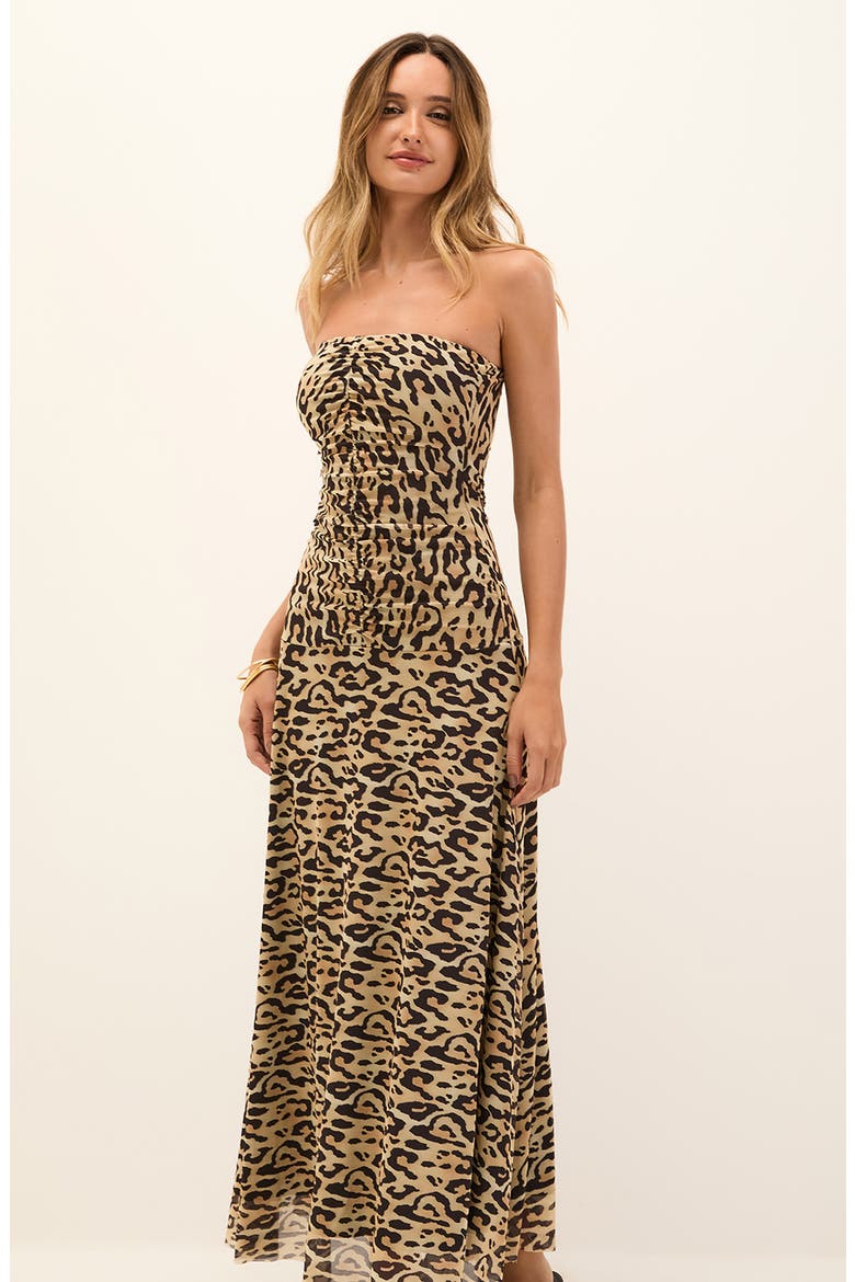 Athena Ruched Strapless Cover-Up Midi Dress, Alternate, color, MULTI