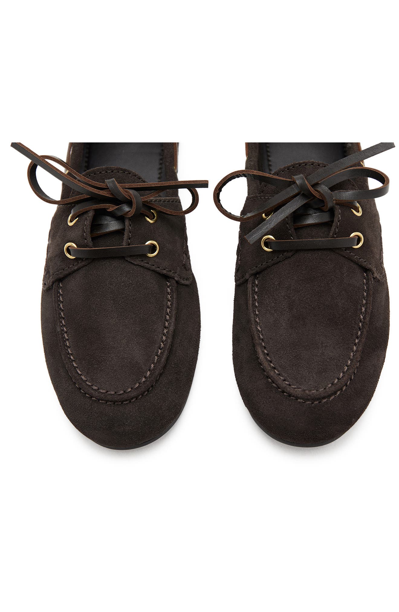 Suede Leather Deck Shoe, Alternate, color, CHOCOLATE