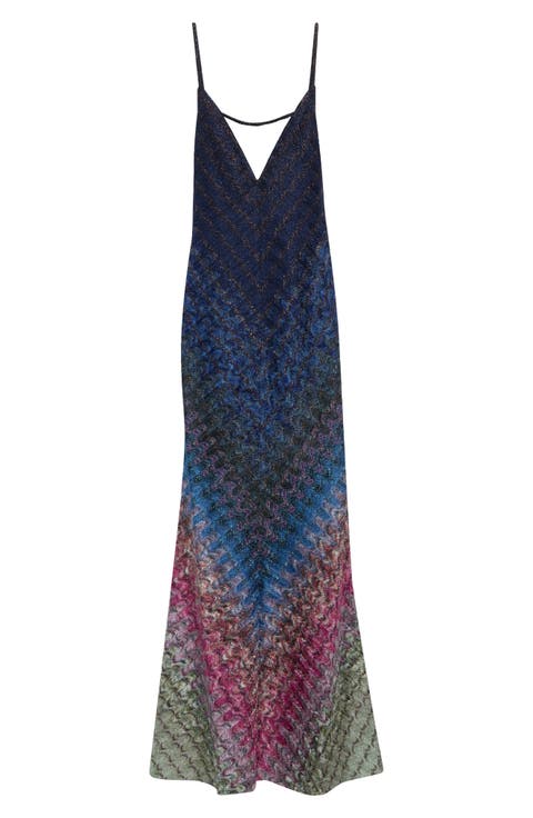 Metallic Zigzag Sleeveless Maxi Dress