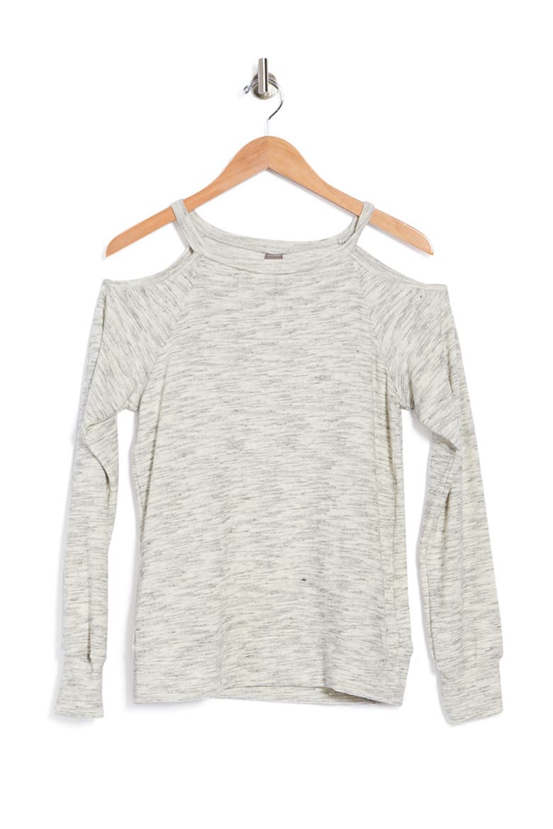 Cold Shoulder Knit Sweatshirt, Alternate, color, SLATE