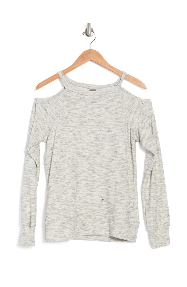 GO COUTURE Cold Shoulder Knit Sweatshirt, Alternate, color, Slate