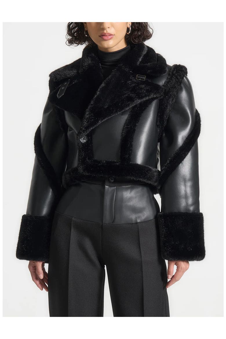 Kena Leather & Plush 2-in-1 Gilet Jacket, Alternate, color, Black