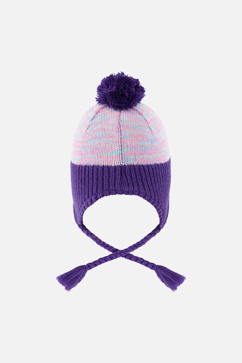 Peruvian Striped Fleece-Lined Earflap Knit Hat with Pompom, Alternate, color, Multicolored