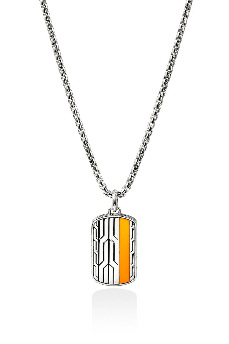 Icon 50 Tag Pendant Necklace, Main, color, SILVER