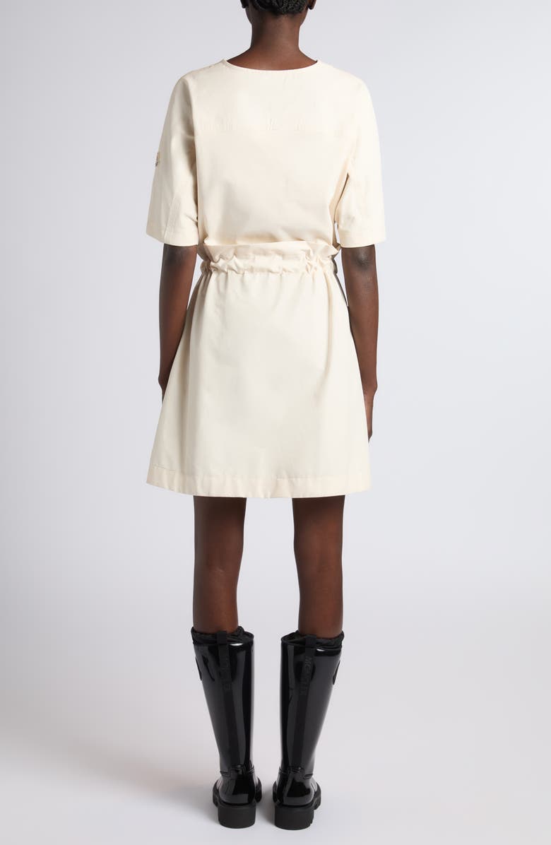 Moncler Hybrid Knit & Woven Drawstring Minidress, Alternate, color, Neutral
