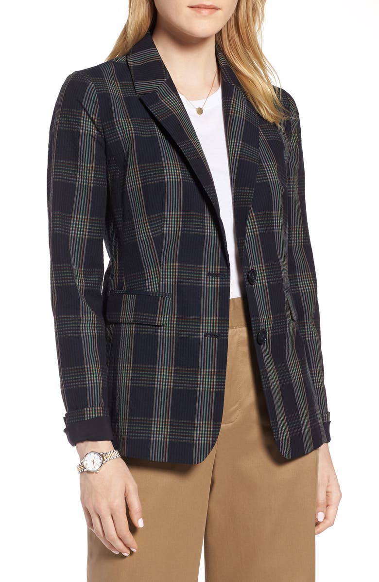 1901 Puckered Plaid Blazer, Main, color, 
