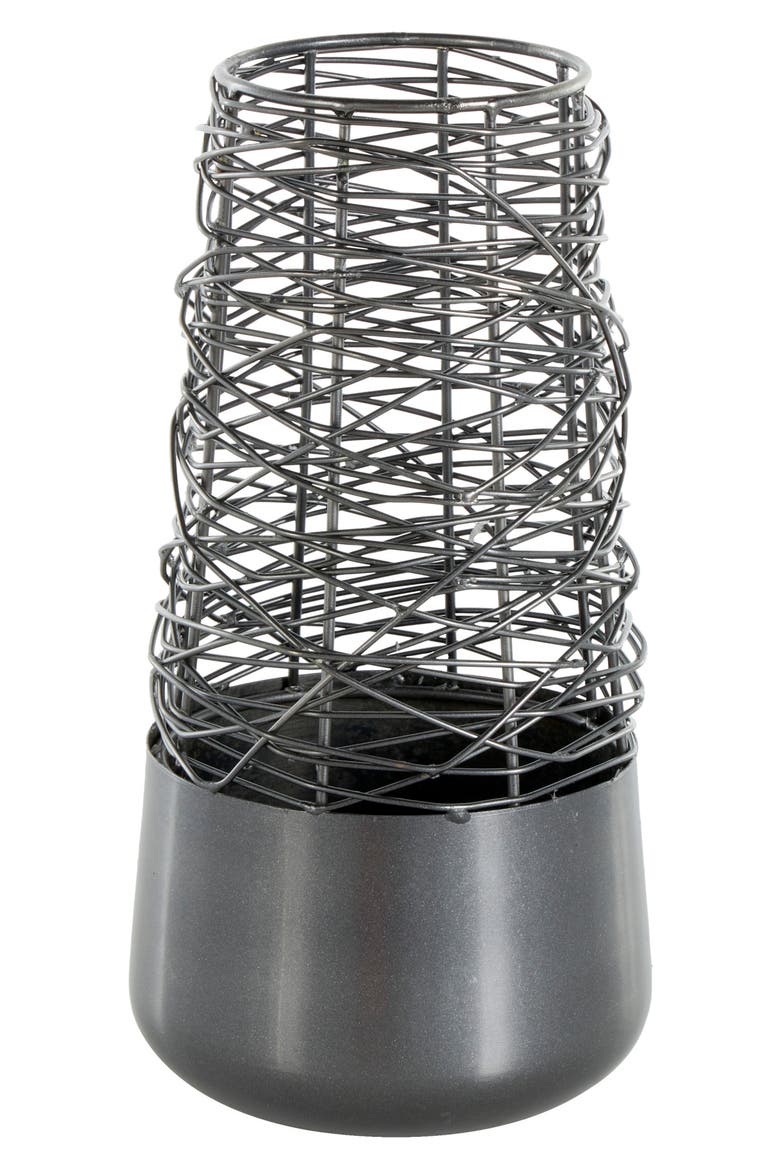 Black Metal Vase, Main, color, BLACK