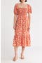 Smocked Puff Sleeve Midi Dress