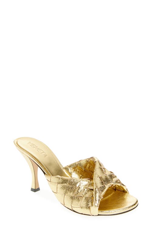 Bottega Veneta Blink Intrecciato Leather Mules In Gold