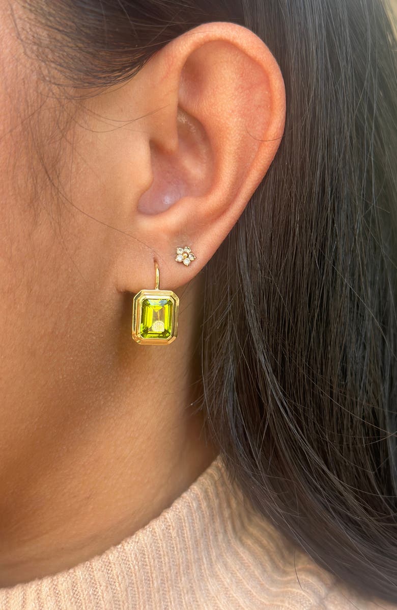 GOSHWARA Manhattan Bezel Set Drop Earrings, Alternate, color, Bright Green