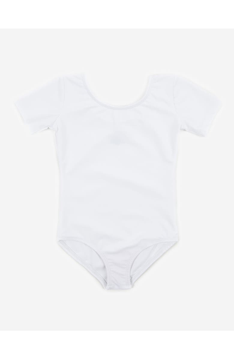 Leveret Girls Short Sleeve Leotard, Main, color, White