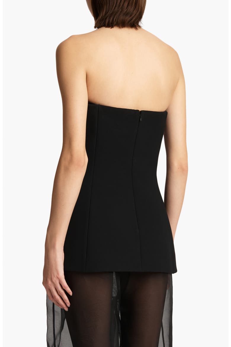 Ayla Strapless Satin Back Crepe Bustier Top, Alternate, color, BLACK