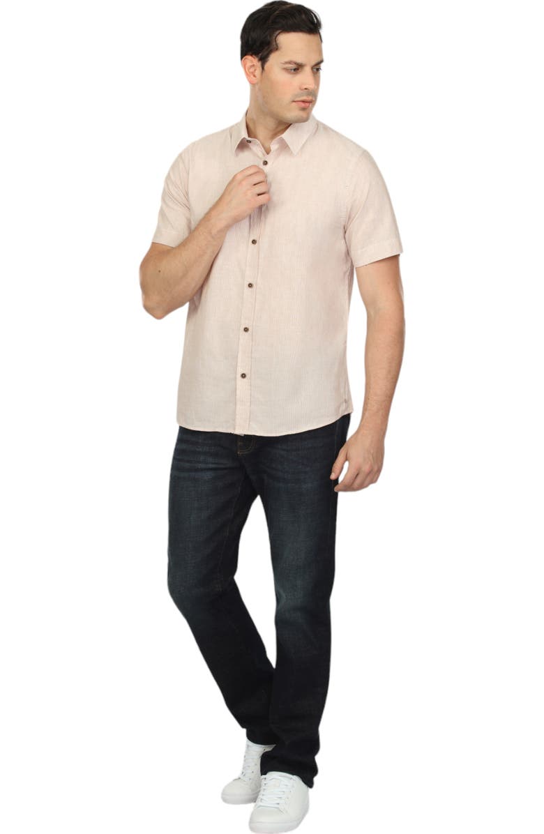 Vustra Micro Stripes Linen Short Sleeve Shirt, Alternate, color, 