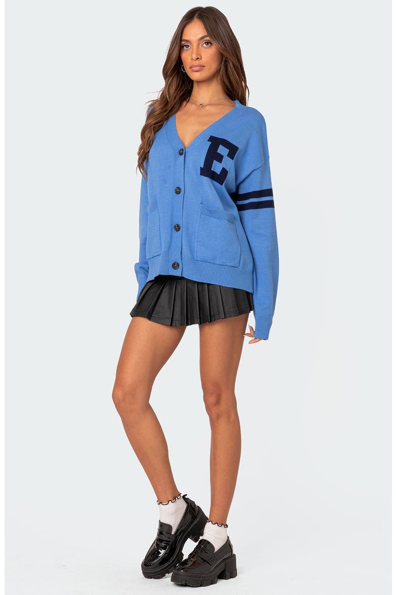 Emmett Oversized Varsity Cardigan, Alternate, color, BLUE