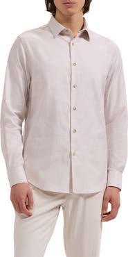 Bugatchi Julian Shaped Fit Floral Jacquard Stretch Cotton Button-Up Shirt