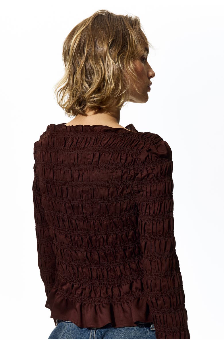 H&M Smocked Top, Alternate, color, Rust Brown