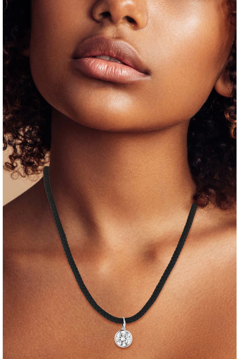 Solitaire Pendant Cord Necklace, Alternate, color, SILVER