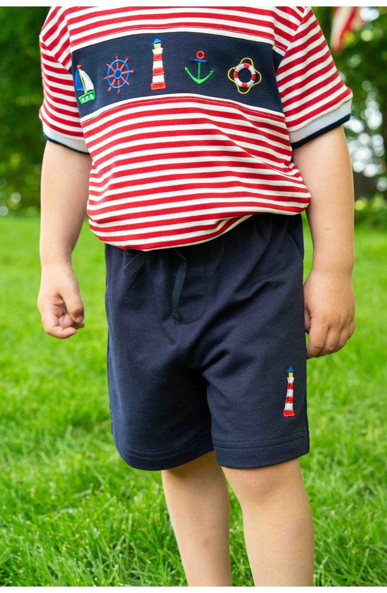 Florence Eiseman Knit Short Set With Nautical Applique, Alternate, color, Red/Navy