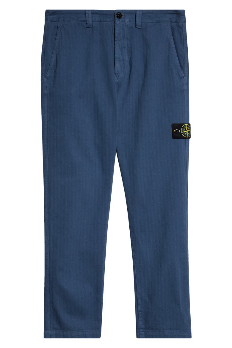 Straight Leg Herringbone Cotton Pants, Main, color, SLATE BLUE