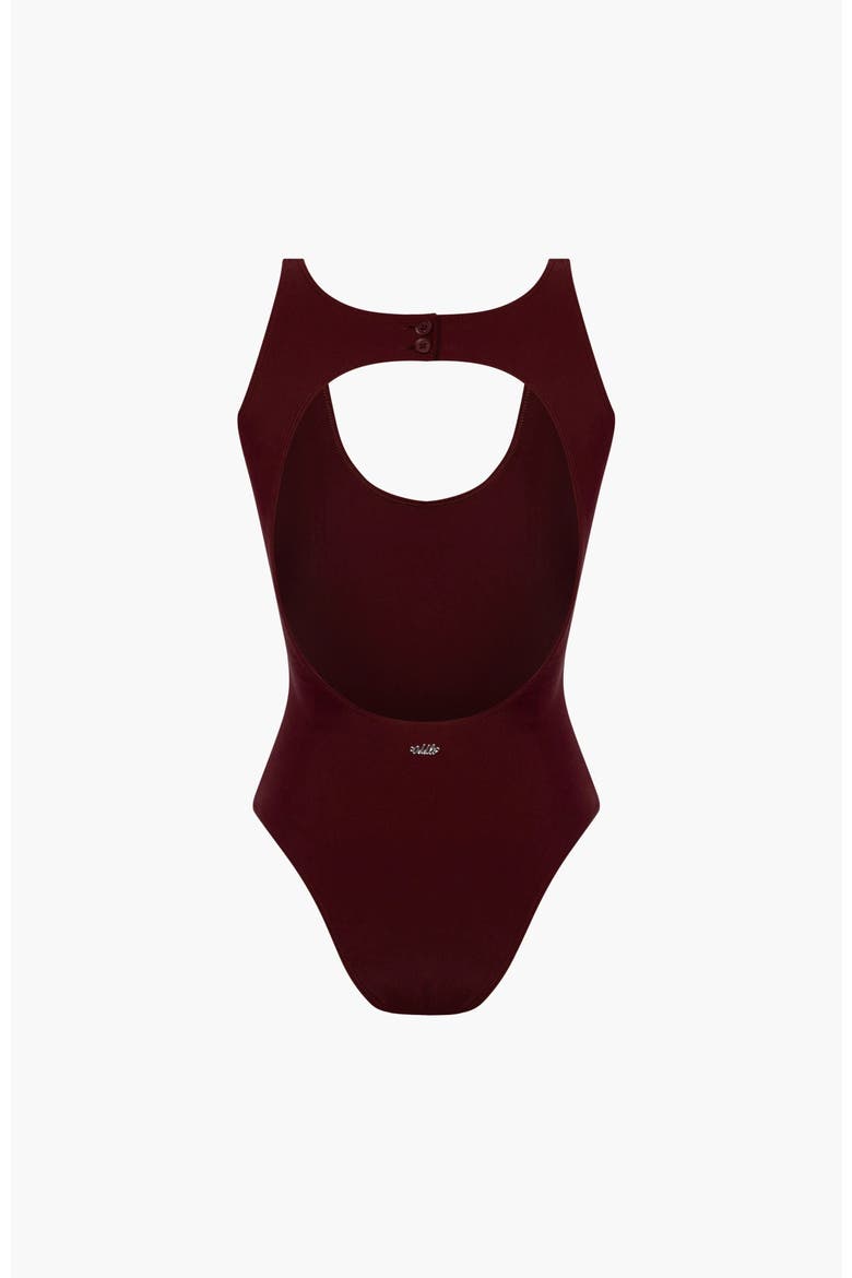 Button One Piece, Alternate, color, Maroon