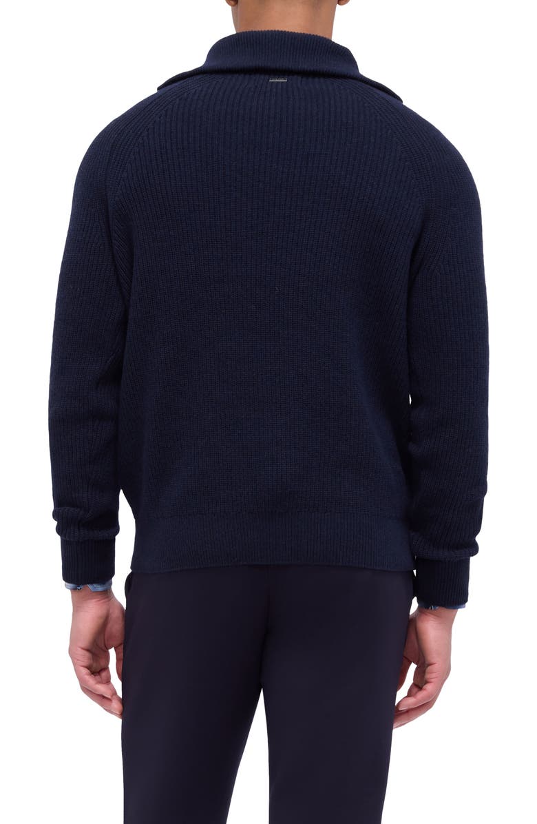 Bugatchi Half Zip Wool Blend Pullover Sweater, Alternate, color, Navy