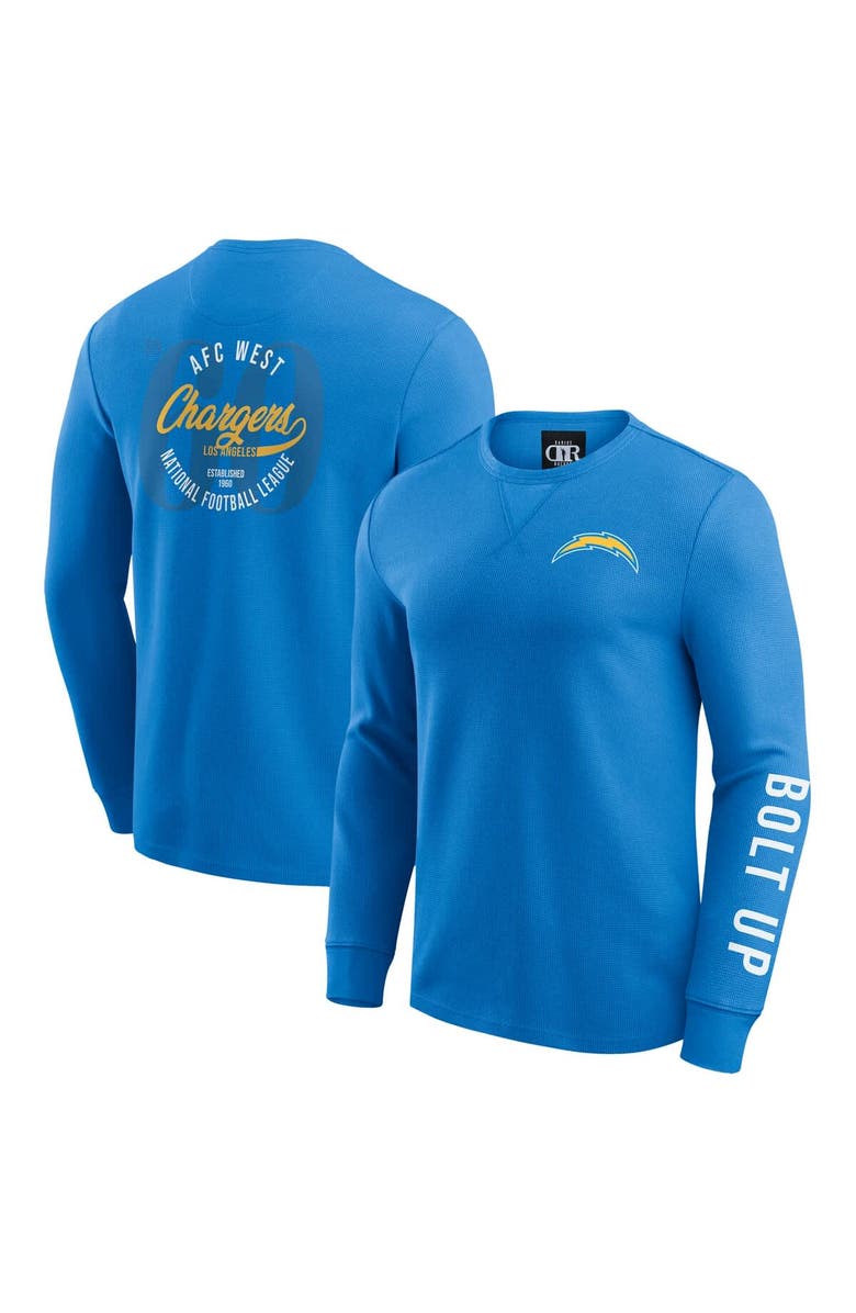 Darius Rucker Collection by Fanatics Men's Darius Rucker Collection by Fanatics Powder Blue Los Angeles Chargers Washed Waffle-Knit Long Sleeve T-Shirt, Alternate, color, Powder Blue
