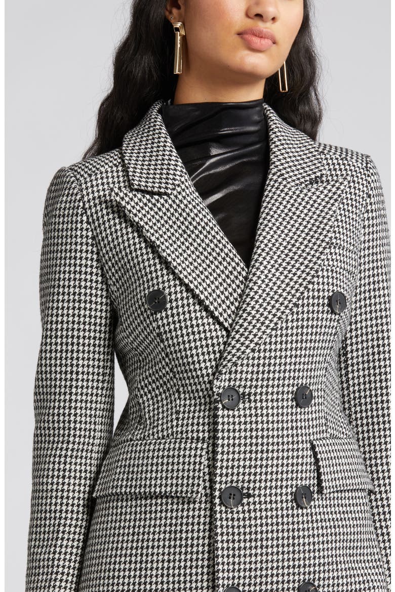Houndstooth Double Breasted Coat, Alternate, color, BLACK