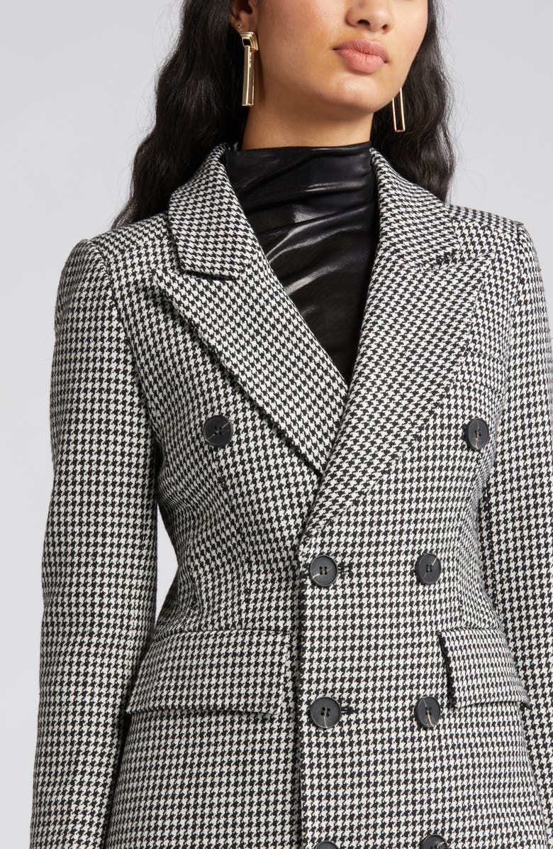 NIKKI LUND Houndstooth Double Breasted Coat, Alternate, color, Black