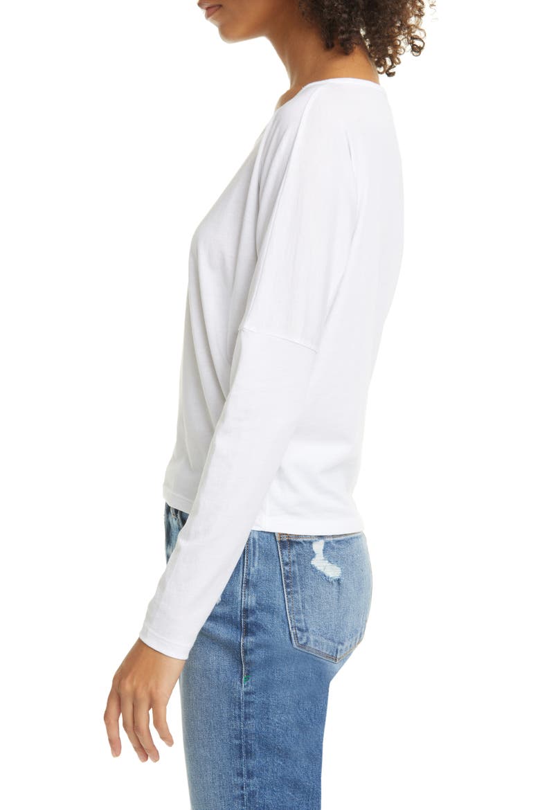Long Sleeve Pima Cotton Tee, Alternate, color, BLANC