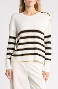 L'AGENCE Bishop Striped Crewneck Sweater