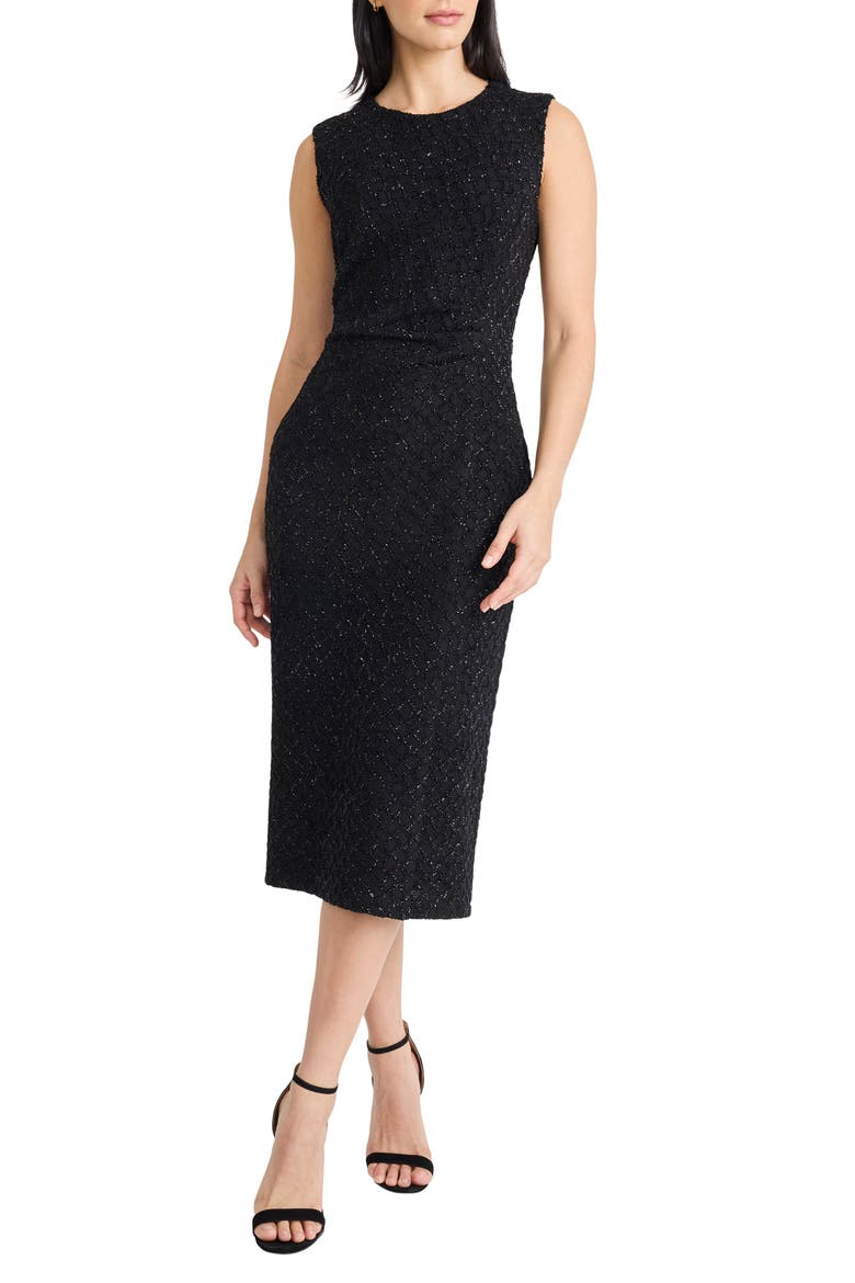 Sleeveless Tinsel Knit Midi Dress, Main, color, BLACK