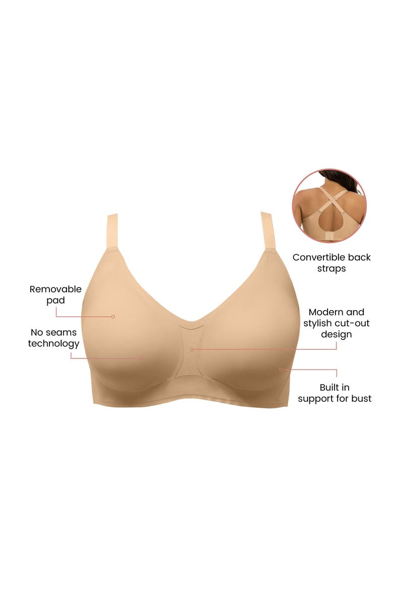 Simplicity Seamless Wire-Free Bra, Alternate, color, Bare