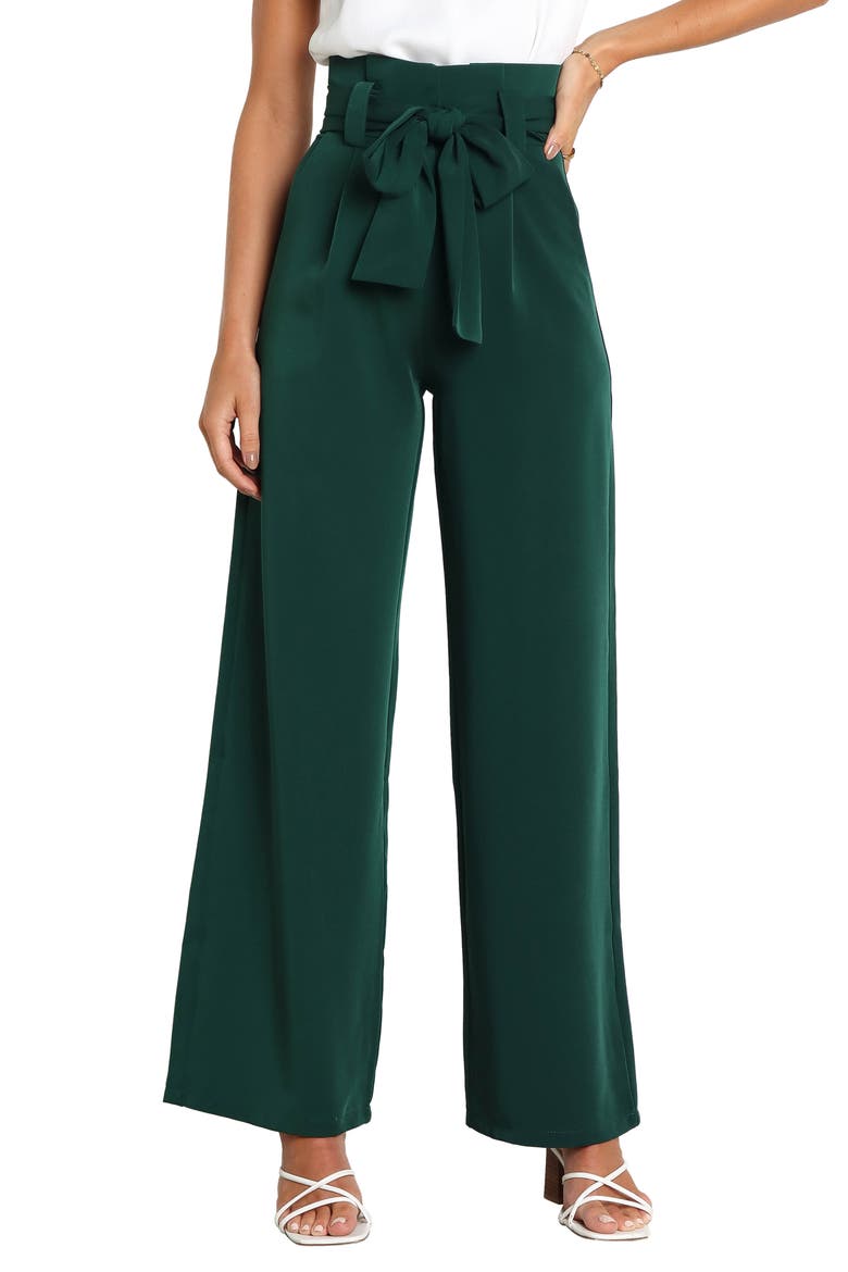 Kieran Tie Waist Wide Leg Pants, Main, color, EMERALD GREEN