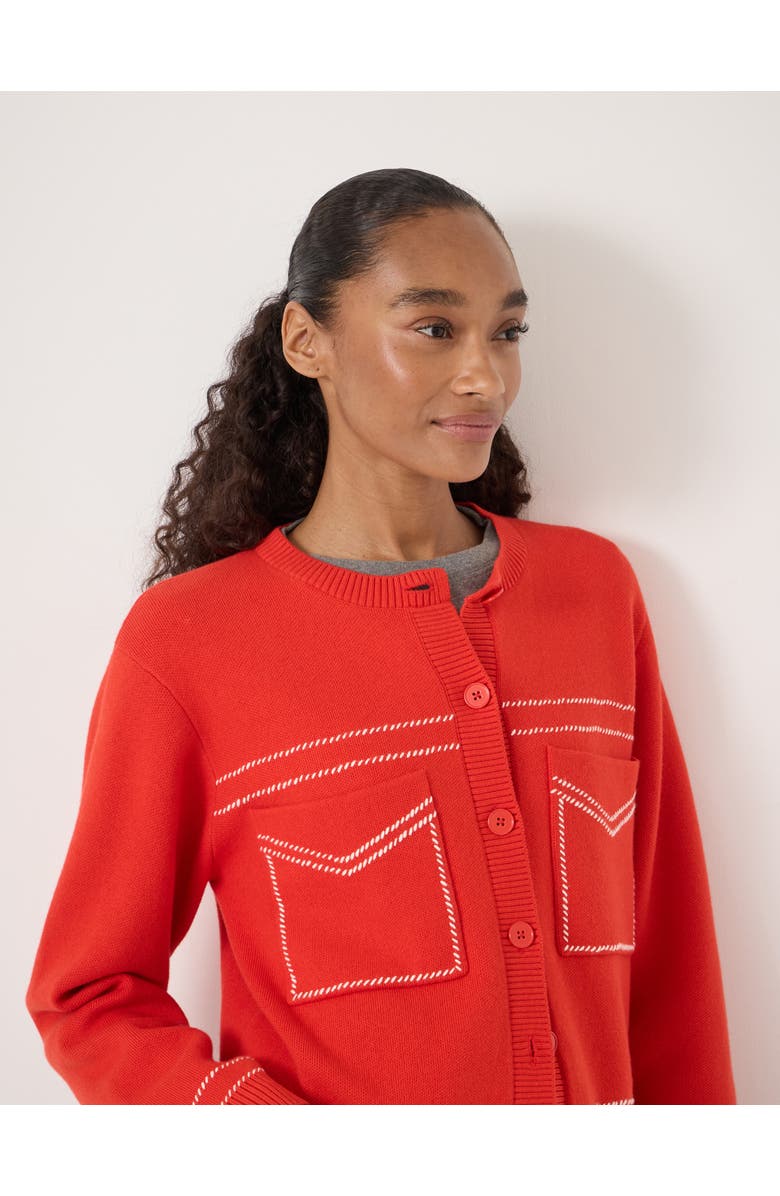 Hush Wool-Blend Stitch Detail Cardigan, Alternate, color, Bright Red