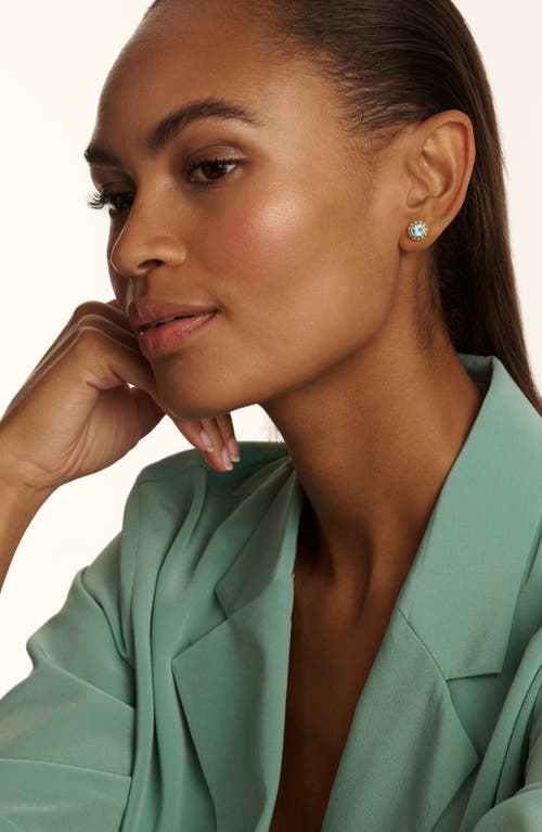 Ted Baker Soletia Solitaire Sparkle Stud Earrings In Gold Tone Aquamarine Crystal