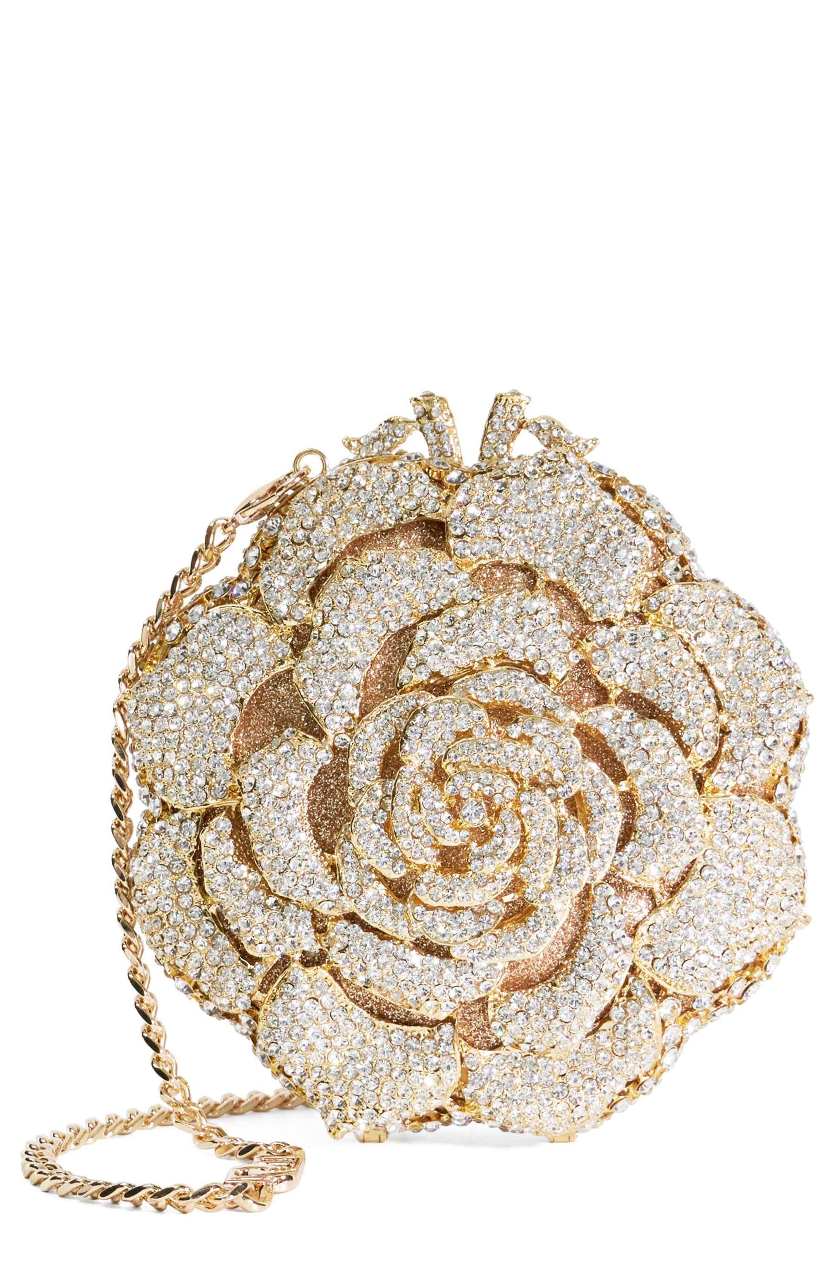 Dune London Bling Flower Clutch in Gold 