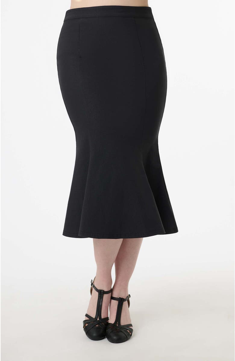 Unique Vintage Boucle Trumpet Skirt, Main, color, Black