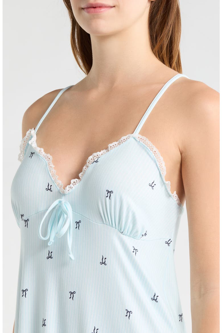 Eyelet Trim Chemise, Alternate, color, BLUE BOW