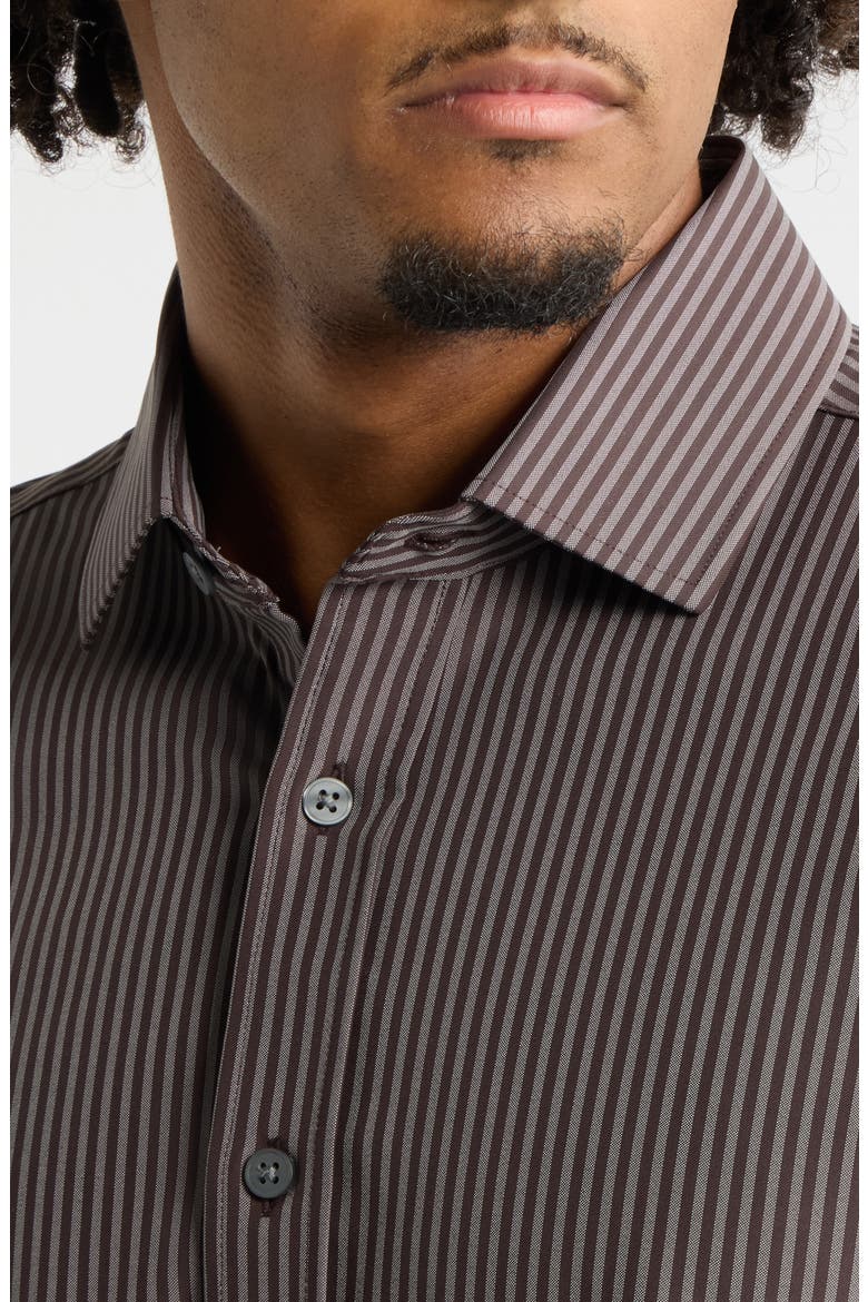 State of Mind Slim Fit Pinstripe Button-Up Shirt, Alternate, color, DARK ESPRESSO STRIPE
