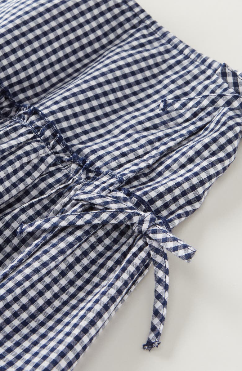 Nordstrom Kids' Gingham Faux Wrap Cotton Skirt, Alternate, color, Navy Medieval Mini Gingham