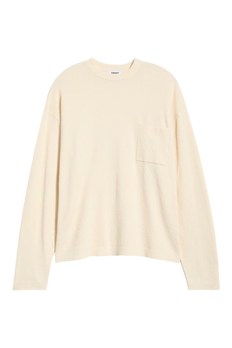 Oversize Crepe Knit Cotton Blend Crewneck Sweater, Main, color, EGRET