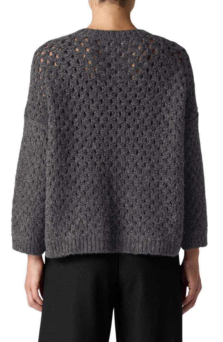 Eileen Fisher Open Stitch Alpaca Crewneck Sweater, Alternate, color, Charcoal