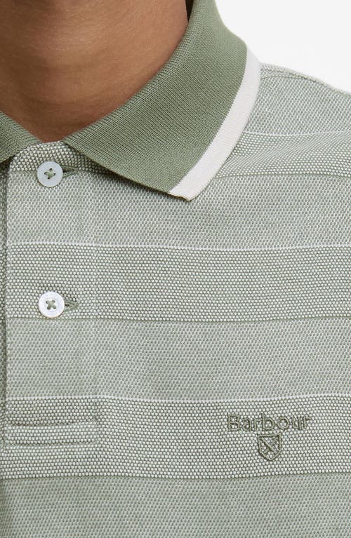 Barbour Branton Textured Stripe Cotton Piqué Polo In Green