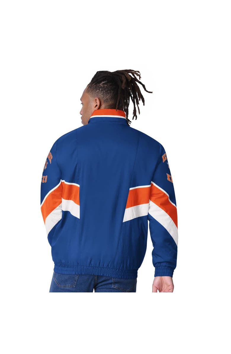 STARTER Men's Starter Royal New York Knicks Captain Oxford Full-Zip Jacket, Alternate, color, Royal