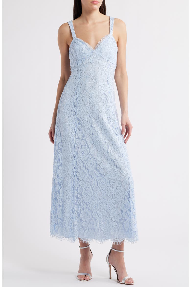 Elysia Cotton Blend Lace Gown, Main, color, BABY BLUE