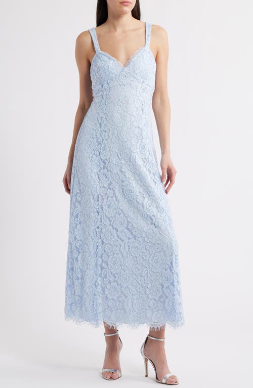 Shop Wayf Elysia Cotton Blend Lace Gown In Baby Blue