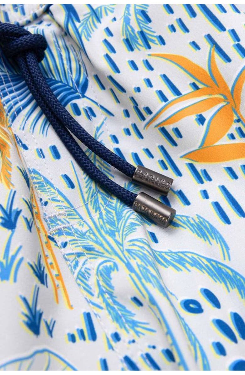 Baja Llama WHITE HOT TROPICS - ORANGE BURST STRETCH SWIMSUIT, Alternate, color, White