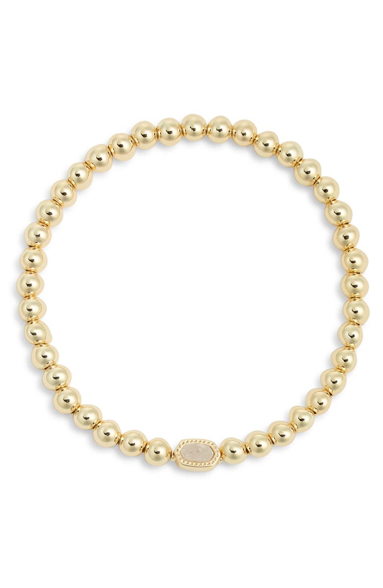Kendra Scott Mini Elaina Beaded Stretch Bracelet, Main, color, Gold Iridescent Drusy