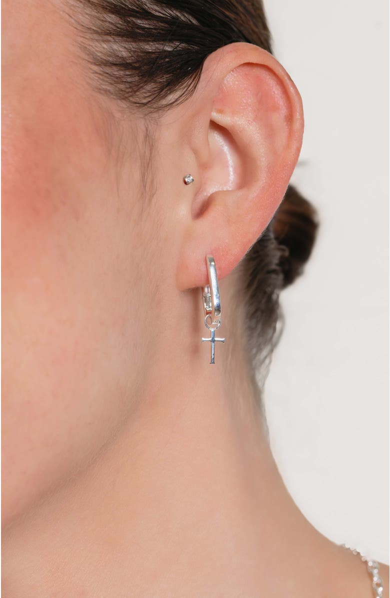 Rizen Jewelry Chain Breaker U Hoop Earrings, Alternate, color, Sterling Silver